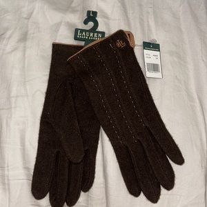 NWT ladies brown with camel trim gloves size Large